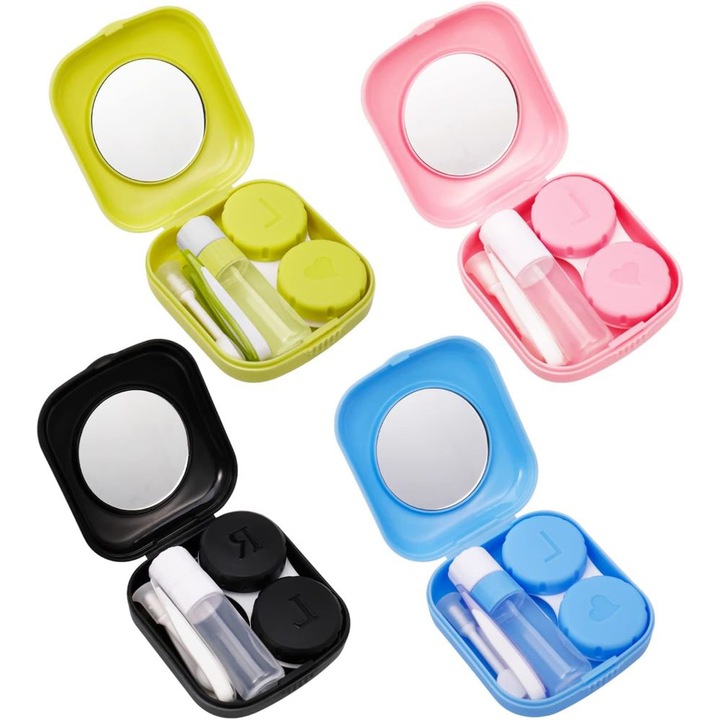 Set 4 Carcase pentru Lentile de Contact, Multicolor, Plastic, Multicolor