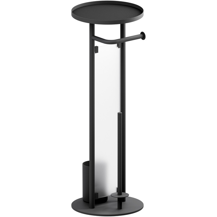 Suport hartie igienica si role Aquasanit Clever, perie WC, negru