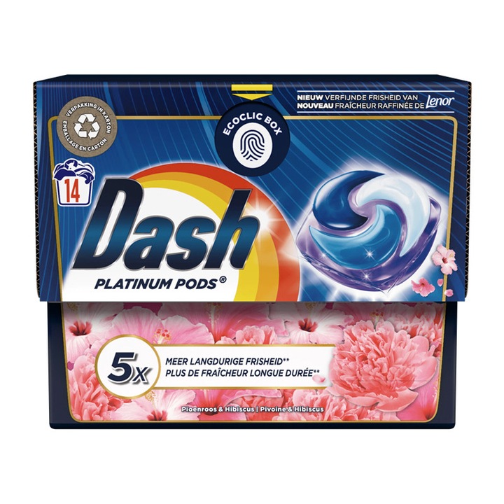 Detergent capsule Dash platinum Bujor si Hibiscus - 14 sc/380,8 gr