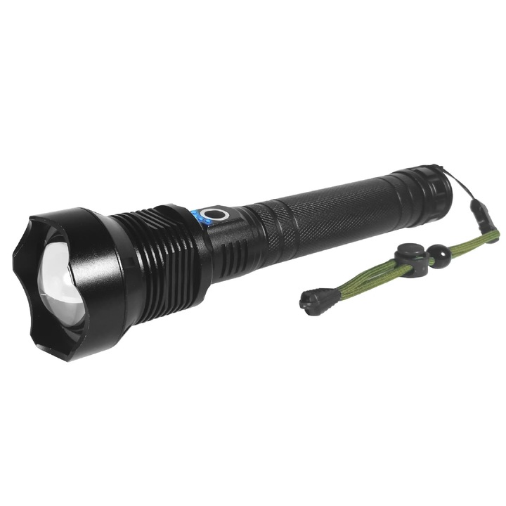 Акумулаторен фенер със ZOOM 1600lm, включва 2 x 18650