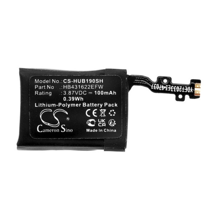 Akkumulátor, kompatibilis Huawei Band 7 / Band 6 Cameron sino li-polymer akku (3,87v / 100mAh, huawei hb431622efw kompatibilis) fekete, gyártói csomagolás