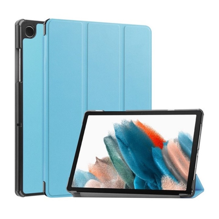 Tablet tok, kompatibilis, Samsung Galaxy Tab A9 LTE (SM-X115) / Galaxy Tab A9 WIFI (SM-X110) Gigapack tok álló, bőr hatású (aktív flip, oldalra nyíló, trifold, asztali tartó) világoskék, gigapack csomagolás