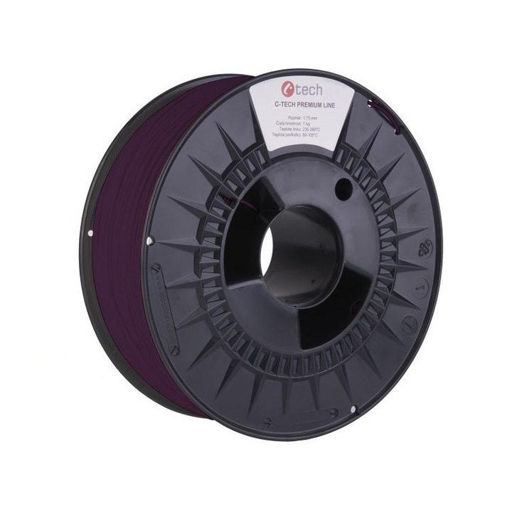 C-TECH PREMIUM LINE PLA 3D nyomtatószál, bíborlila RAL4007 (3DF-P-PLA1.75-4007)