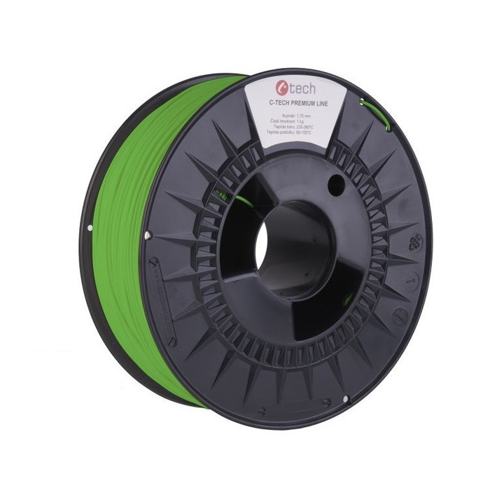 C-TECH Premium Line, PETG, 1.75 mm, 1 kg, Foszforeszkáló, Zöld filament