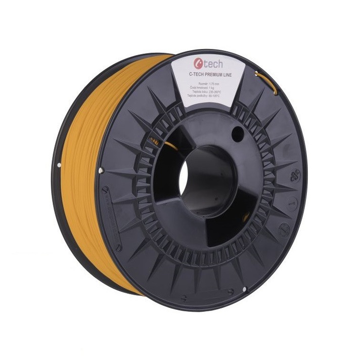C-TECH 3DF-P-PETG1.75-1003 Premium Line, PETG, 1.75 мм, 1 кг, Жълта нишка