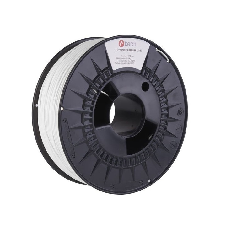 C-TECH Premium Line, ASA, 1.75 mm, 1 kg, Fehér filament