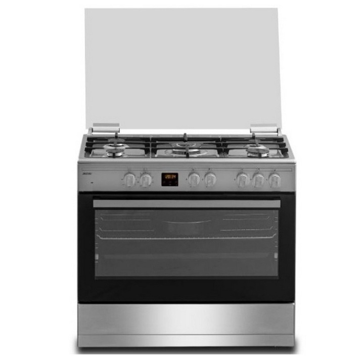 Gáztűzhely elektromos sütővel, MPM, 93-KGM-33,3600 W sütő, 95 l, 5 gázégő, Króm-Fekete