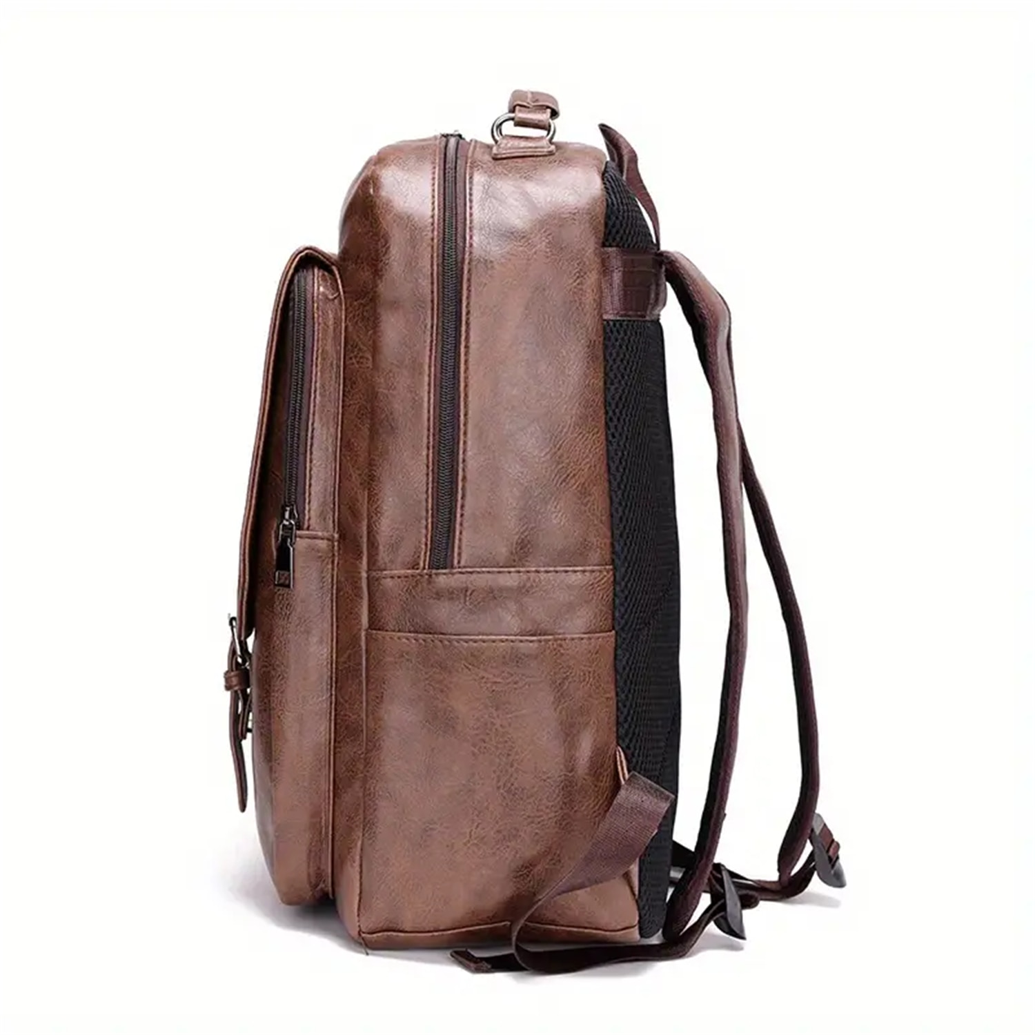 Rucsac multifunctional pentru laptop, MOSMAOO®, exterior piele, captuseala din poliester, calatorie, business, cu port de incarcare USB, impermeabil, buzunare multiple, deschidere cu fermoar, 43x15x30 cm, maro