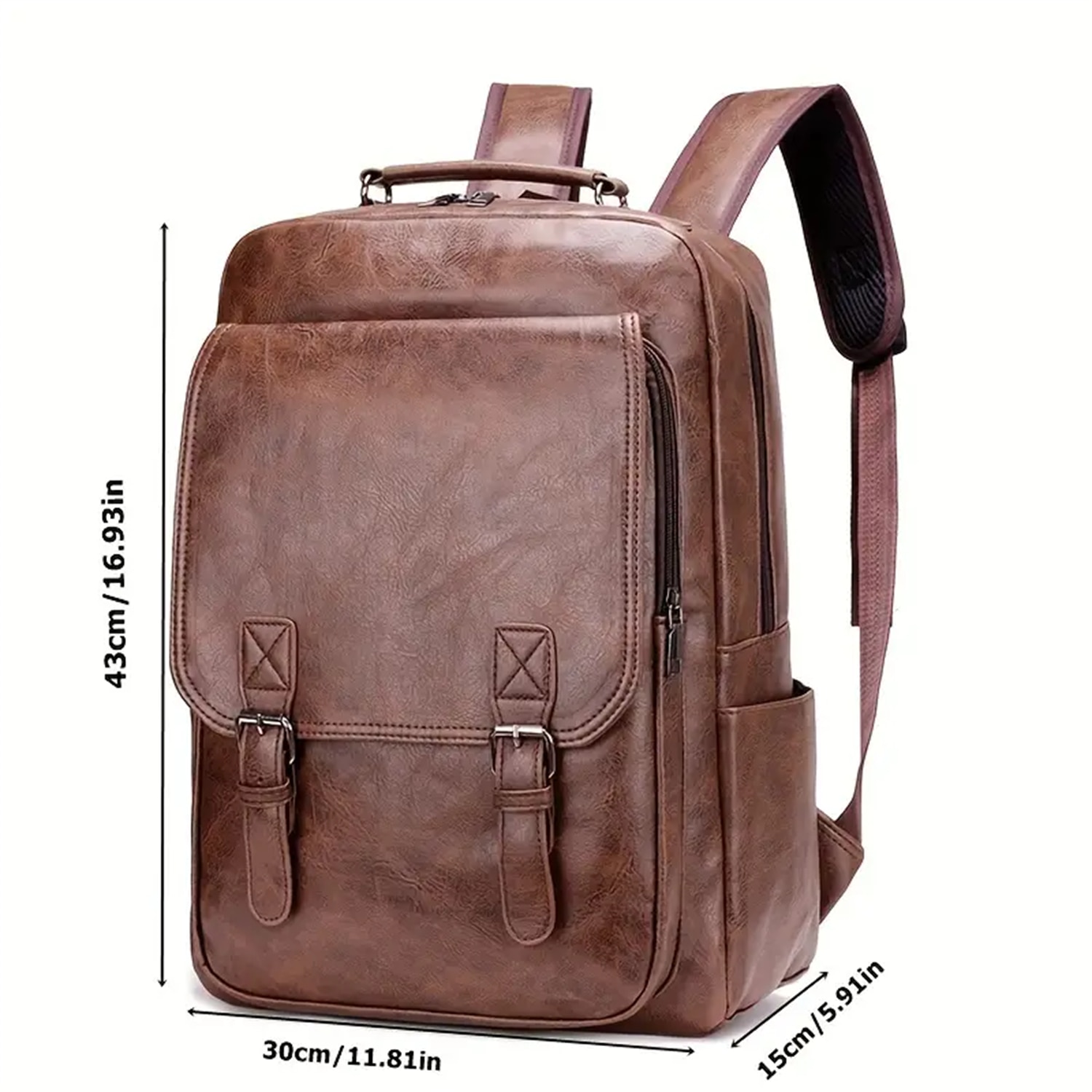 Rucsac multifunctional pentru laptop, MOSMAOO®, exterior piele, captuseala din poliester, calatorie, business, cu port de incarcare USB, impermeabil, buzunare multiple, deschidere cu fermoar, 43x15x30 cm, maro
