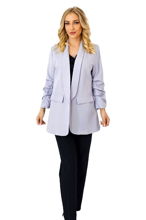 Sacou casual Nora, de lungime medie, Gri, Marime universala S/M