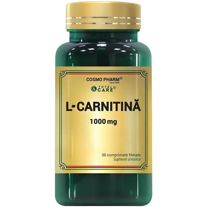 L-carnitina 1000mg forma bioactiva, TotalCare, 30 comprimate filmate, CosmoPharm