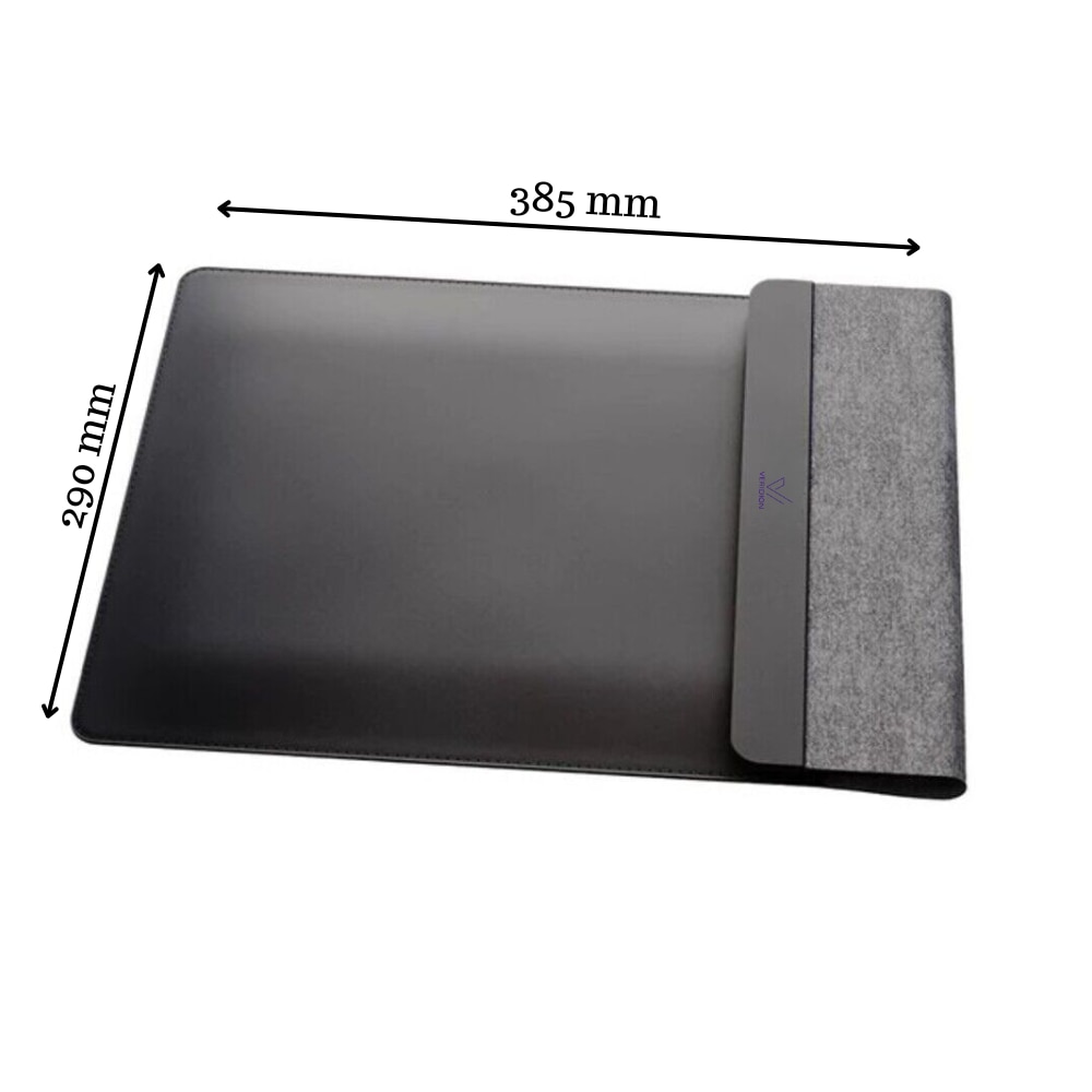 Husa laptop Veridion®, 15-16" 4-in-1 cu incarcator wireless pt telefon, mousepad, protectie zgarieturi si socuri, inchidere magnetica, design slim, neagra
