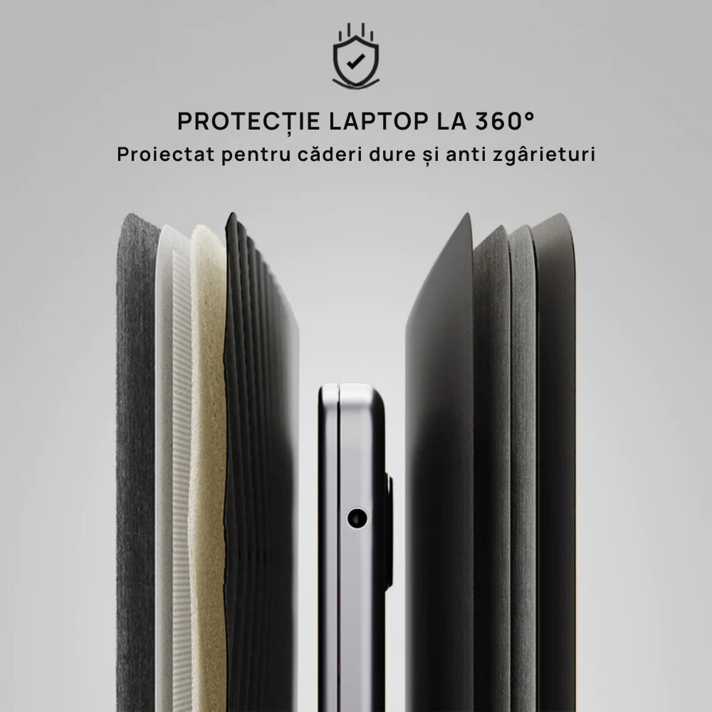 Husa laptop Veridion®, 15-16" 4-in-1 cu incarcator wireless pt telefon, mousepad, protectie zgarieturi si socuri, inchidere magnetica, design slim, neagra