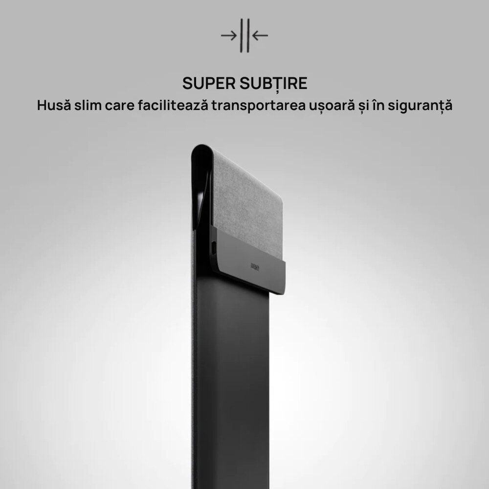 Husa laptop Veridion®, 15-16" 4-in-1 cu incarcator wireless pt telefon, mousepad, protectie zgarieturi si socuri, inchidere magnetica, design slim, neagra