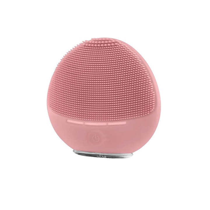 Уред за звуково почистване на лице Beautifly, B-Pure Blush, всеки тип кожа, за ежедневно почистване, 8000 импулса/мин, 3 нива на интензивност, масаж, таймер, презареждащ се, розов