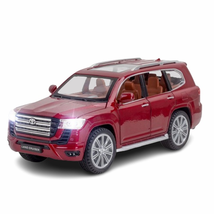 Játékautó, TOYOTA Land Cruiser, Fém, Doboz nélkül, Piros, 20x8x8 cm