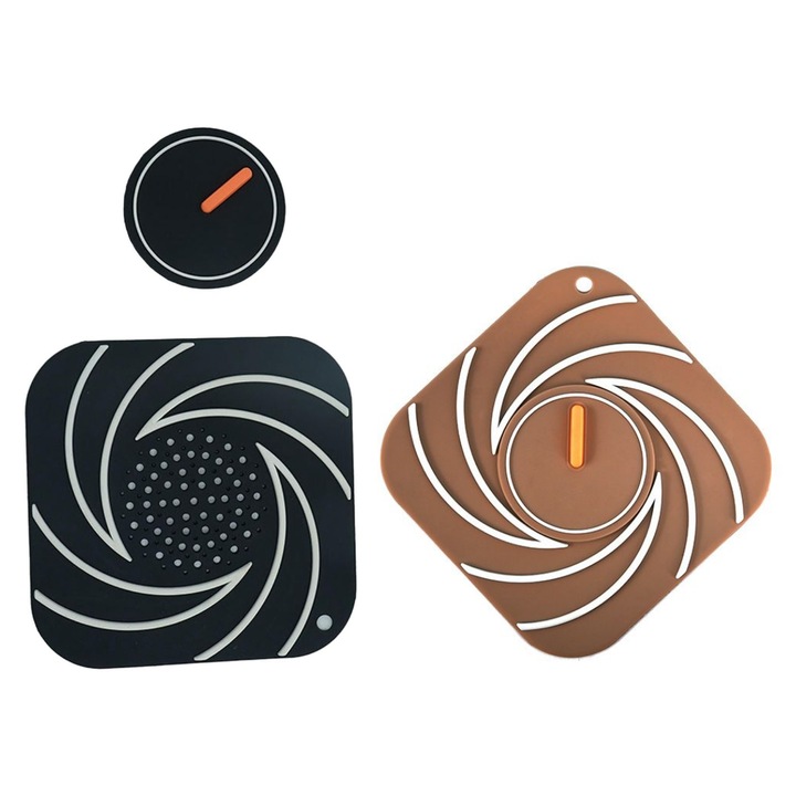 Capac din cauciuc siliconat AdyMel®, set 2 buc, pentru protectie mirosuri neplacute, anti-gandaci, scurgere chiuveta, cada, dus, sifon, negru si maro