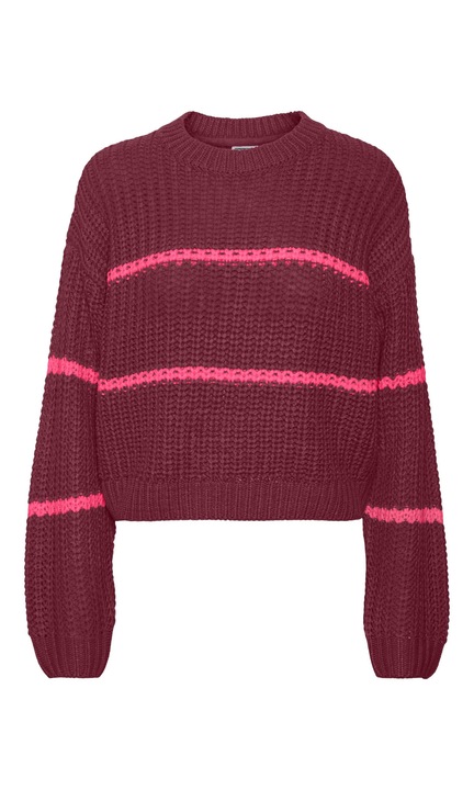 NMCHARLIE Chunky Stripe pulóver, Piros