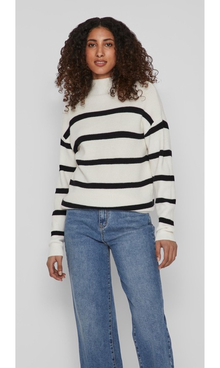 VIGUROASA csíkos kötött pulóver, Fehér