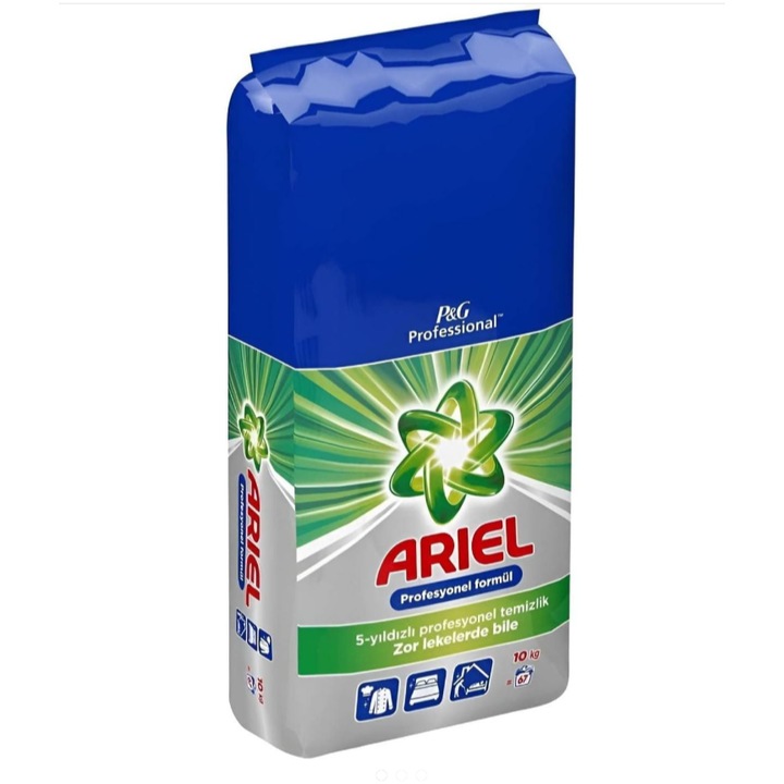 Detergent automat Ariel Professional Formula, Pudra 10 kg, rufe albe si colorate, 67 spalari