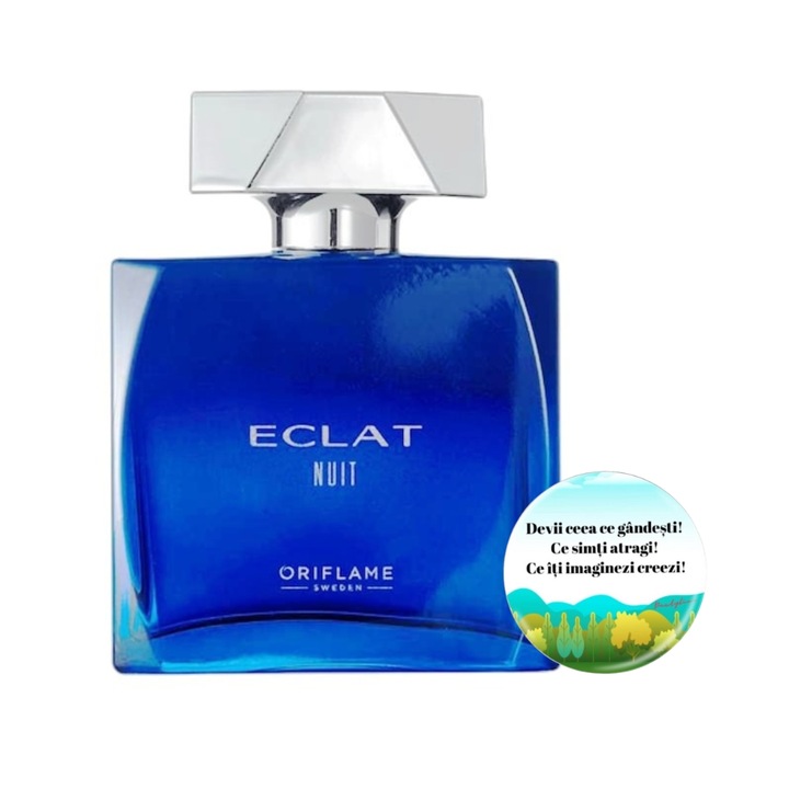 Set complet pentru El, Apa de parfum Eclat Nuit 75 ml, insotit de insigna Dactylion cu mesaj motivational, Dactylion®
