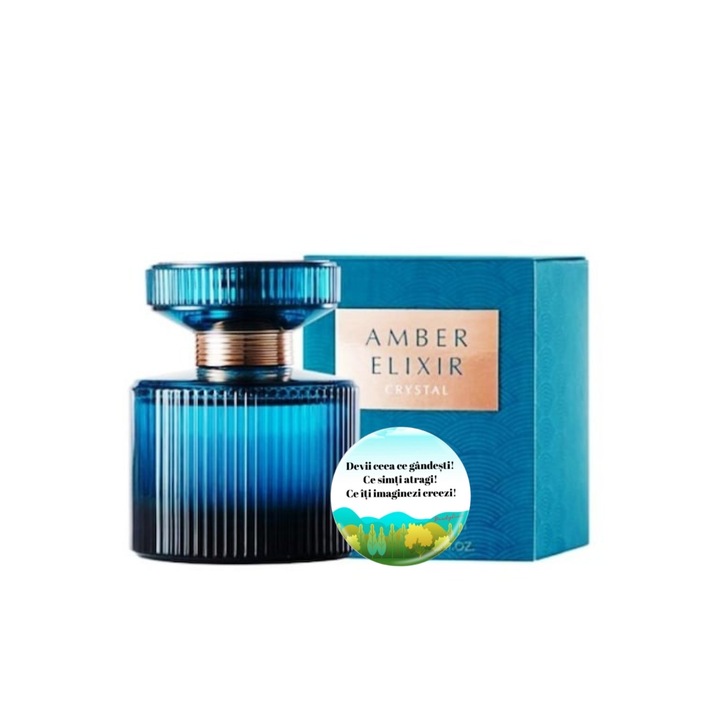 Комплект за Нея, Amber Elixir Crystal Eau de Parfum 50 ml, придружен от значка Dactylion с мотивиращо послание Dactylion®