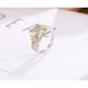 Inel din argint 925 rodiat, cu frunze delicate acoperite in aur 24K, marimea 22