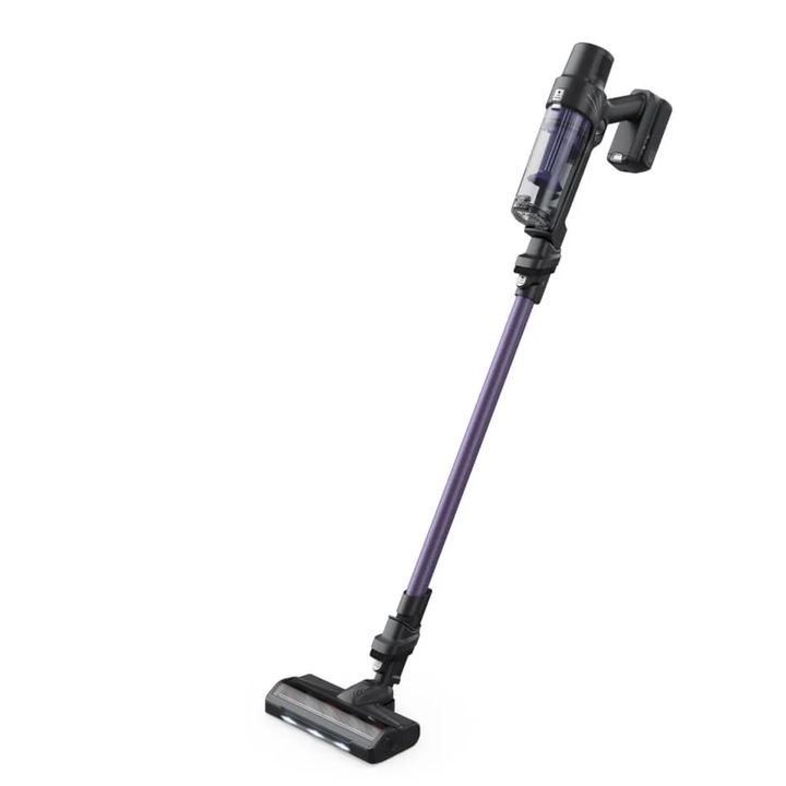 Акумулаторна вертикална прахосмукачка Rowenta X-Pert 7.60 RH6A31WO, 140 W, автономност до 45 минути, четка с LED осветление, зарядна станция с държач за аксесоари, лилаво и черно