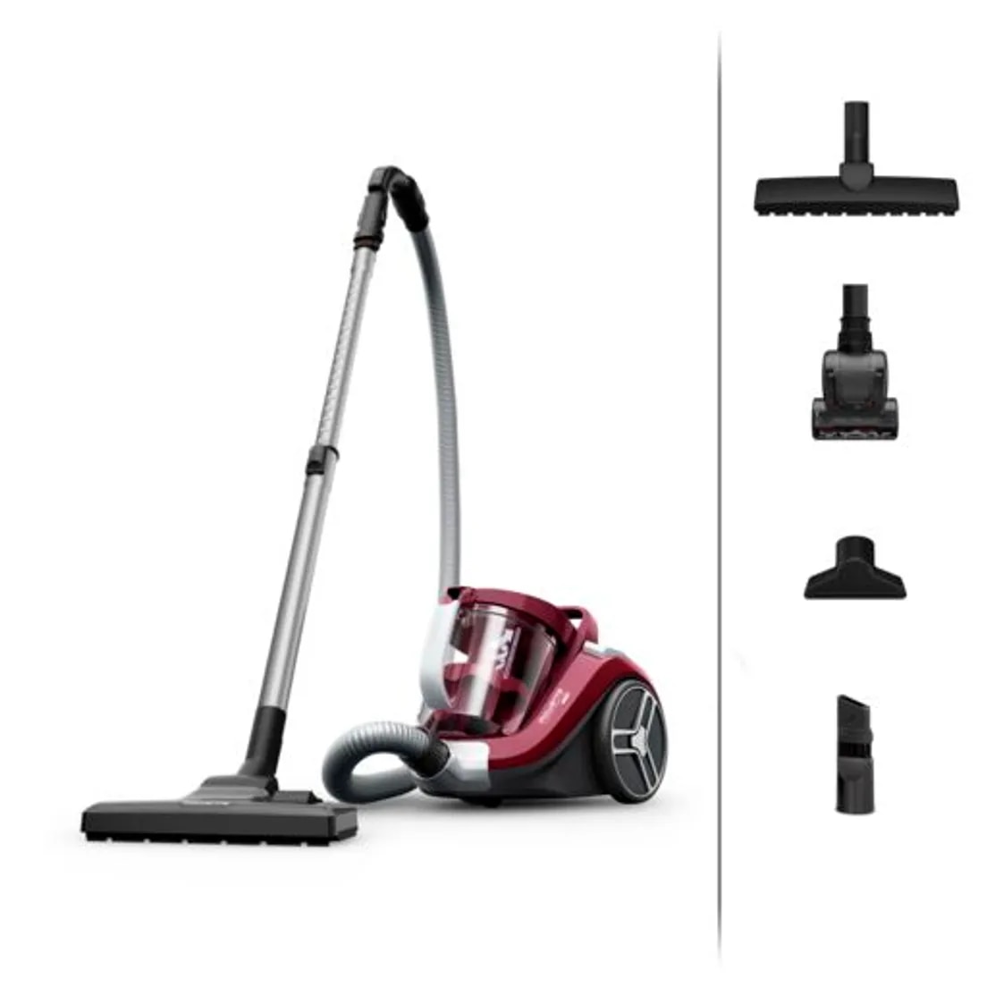 Aspirator fara sac Compact Power XXL RO4B63EA, 900 W, recipient pentru praf 2.5 L, 3 niveluri de filtrare, visiniu