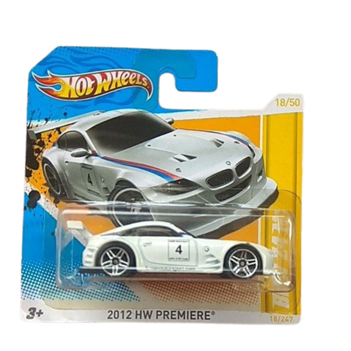 Метална кола Hot Wheels, BMW Z4 M, 2012 HW Premiere, бяла, 1:64