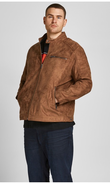 Kunstleder Jacke Plus Size Biker Transitions Blouson Übergröße JJEROCKY, Barna