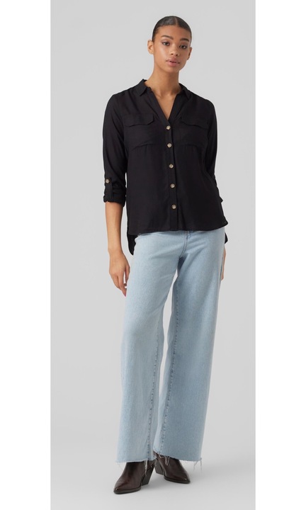 Vero Moda, Риза с джобове на гърдите, Черен