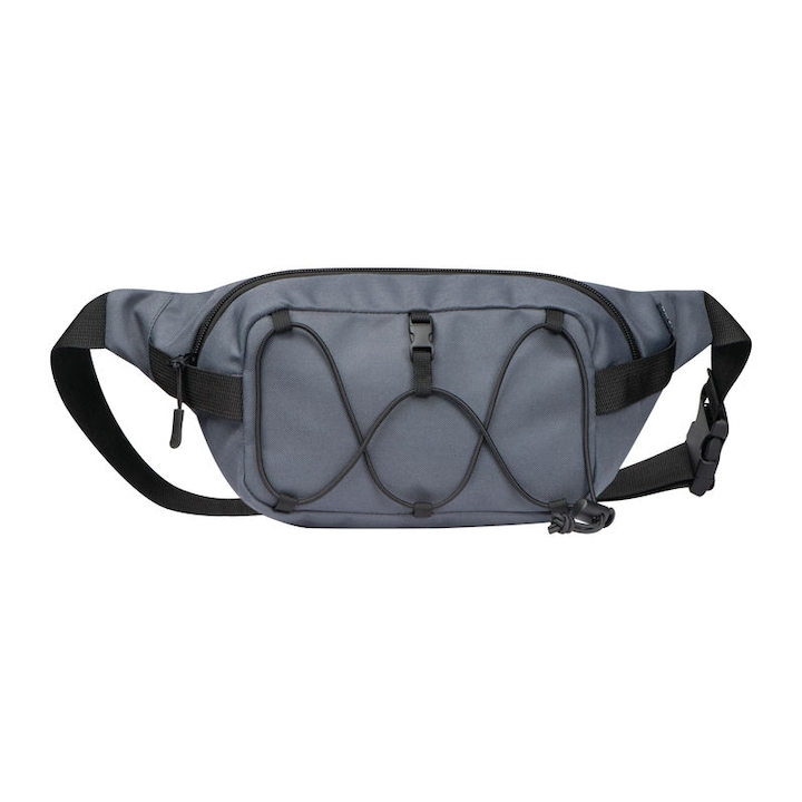 Фестивална чанта, изработена от материал RPET, екологична, с регулируема презрамка, унисекс, 37,5 × 10,5 × 14,5 см, сива
