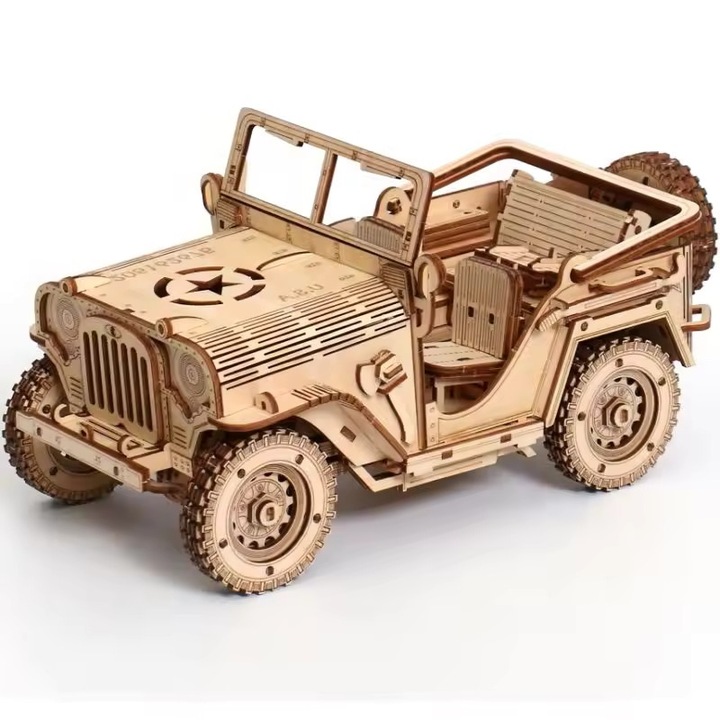 3D puzzle, amerikai terepjáró, AG301 modell, DIY, fa, 395 darabból összeállítva