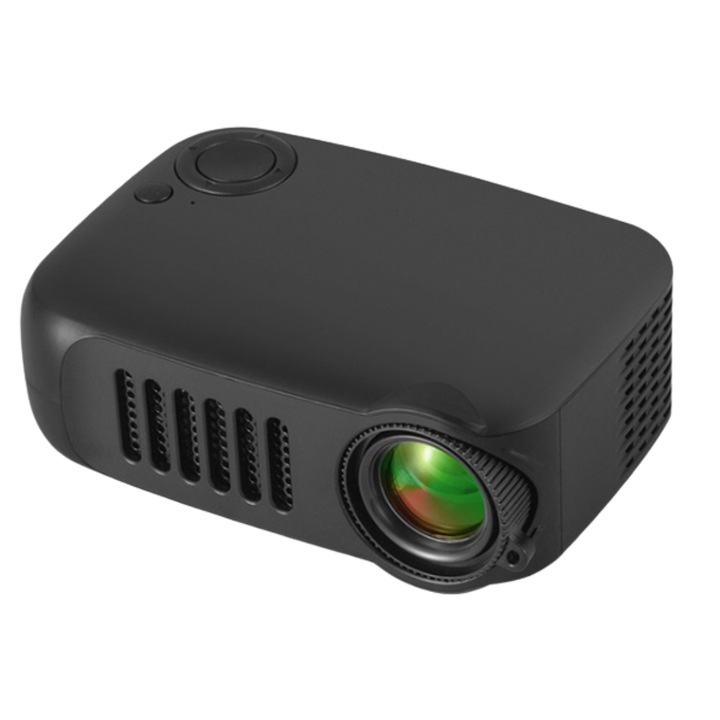 Videoproiector portabil, inteligent, mini, copii, friendly, 2000 lumeni, HDMI, USB, telecomanda, negru