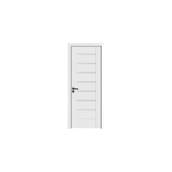 Usa interior din MDF Novo Doors ND11 LUX PREMIUM, Cadru din lemn masiv, Kit complet, Toc reglabil INCLUS, Plinta pe Ambele Parti, 60x200 cm, Alb mat
