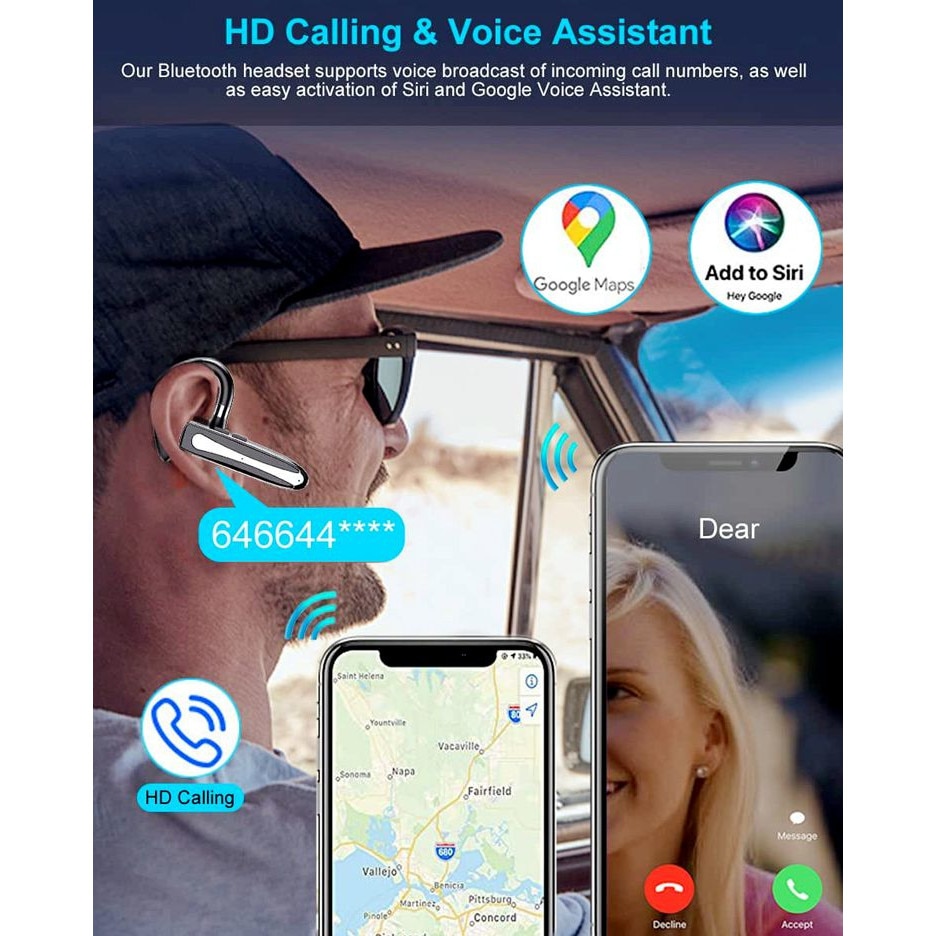 Casca Bluetooth 5.3, matcso by CSM 4U PRODUCTS®, Single Ear Handsfree ...