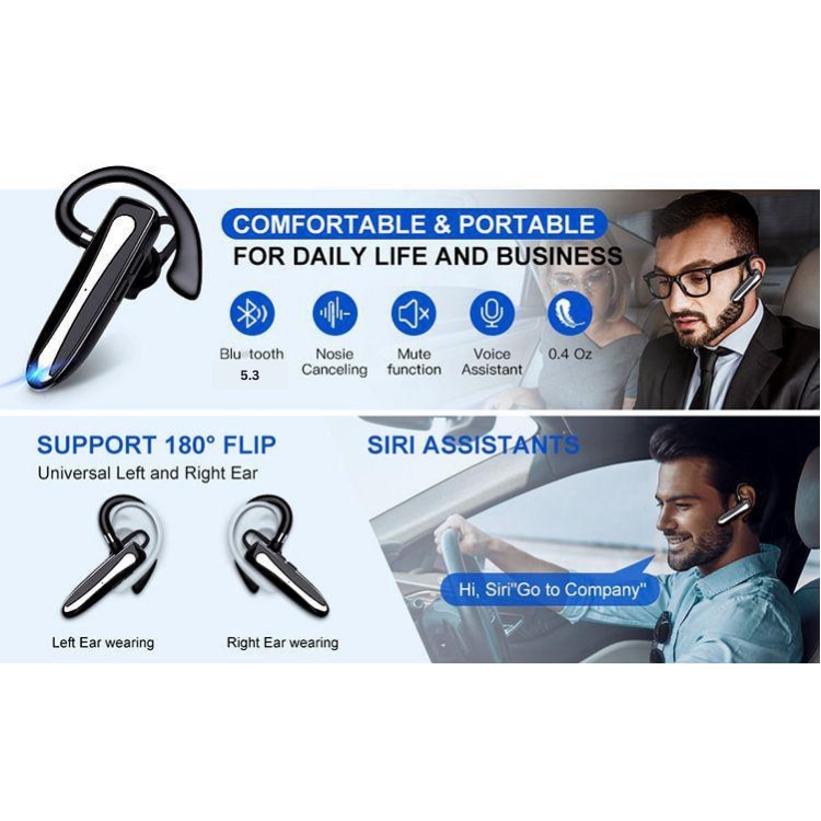 Casca Bluetooth 5.3, matcso by CSM 4U PRODUCTS®, Single Ear Handsfree ...