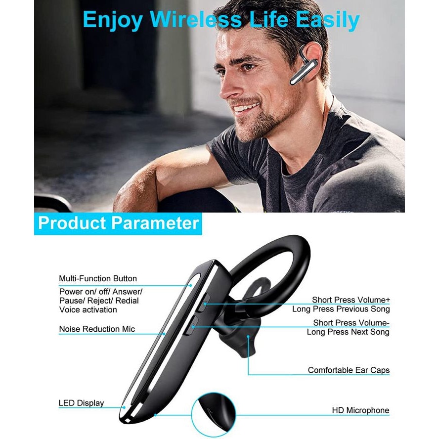 Casca Bluetooth 5.3, matcso by CSM 4U PRODUCTS®, Single Ear Handsfree ...