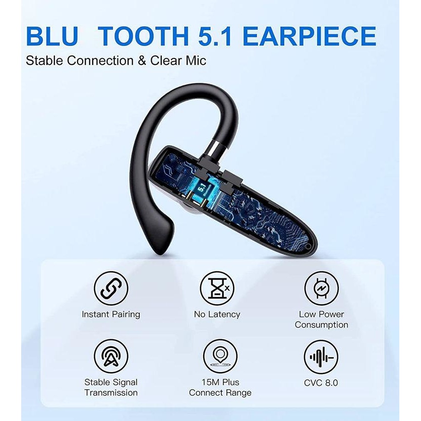 Casca Bluetooth 5.1, Single Ear Handsfree, Wireless Business ...