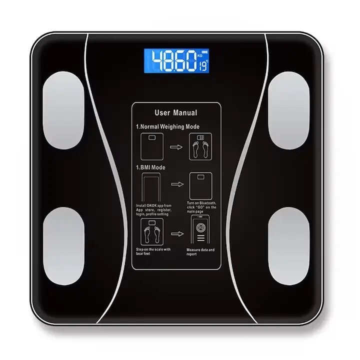 Cantar Corporal Electronic Inteligent De Baie Cu Aplicatie Smart HYT, Ecran Digital Iluminat, Termometru, Suporta Maxim 180 Kg