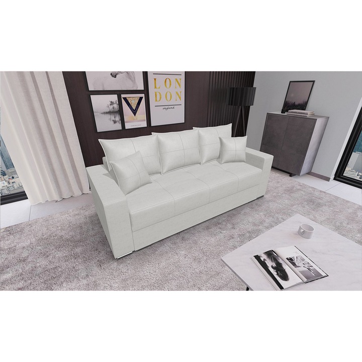 Canapea Claudia Mica BabyFace 2, 227 x 99 x73 cm, culoare bej