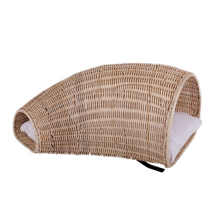 Culcus pentru pisici, cu husa bumbac, ratan natural, 45cm/59cm/32cm