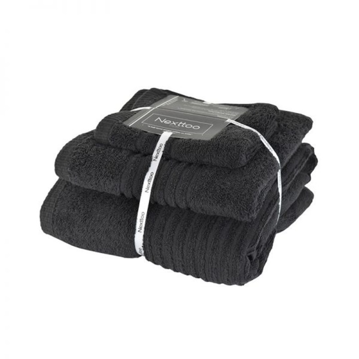 Set 3 prosoape, homeline, 5005 negru, 30x50, 50x90, 80x1, 50, 100% bumbac