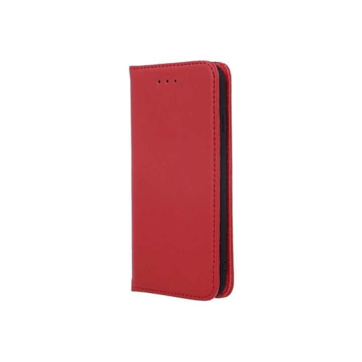 XIaomi 13T Pro / 13T-vel kompatibilis borító, mágneses ökológiai bőr, mágneses záródás, belső zseb kártyák vagy bankjegyek számára, piros, atlasz