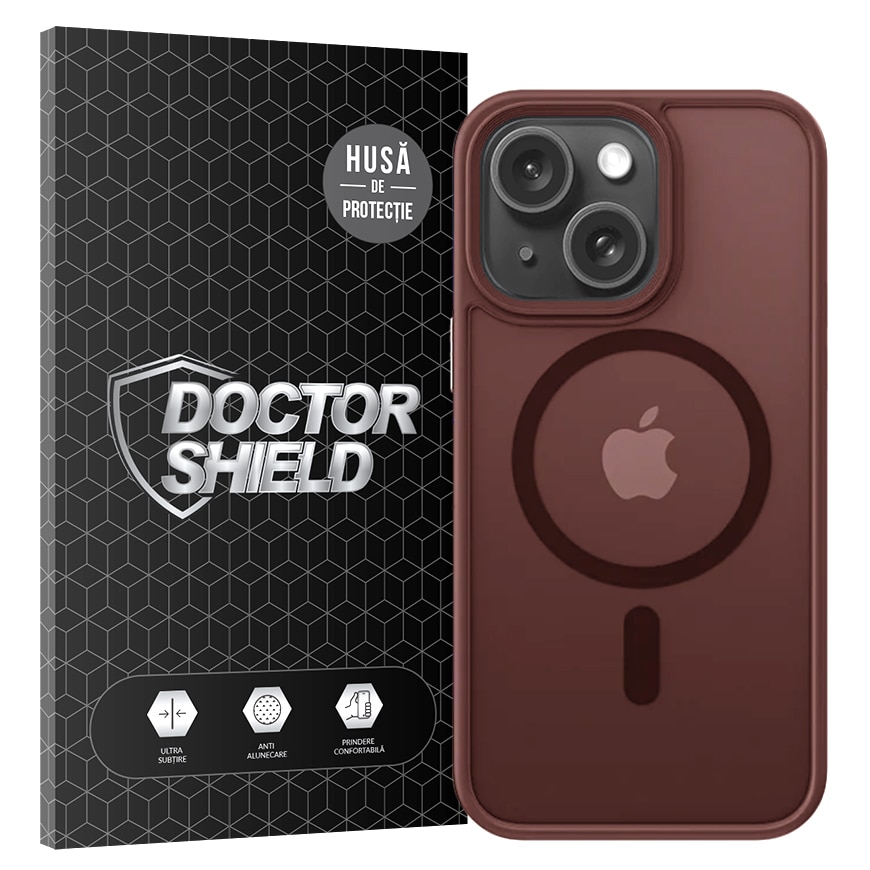 Husa de Protectie, Compatibila Apple iPhone 15, Doctor Shield Fantom, MagSafe - Rosu