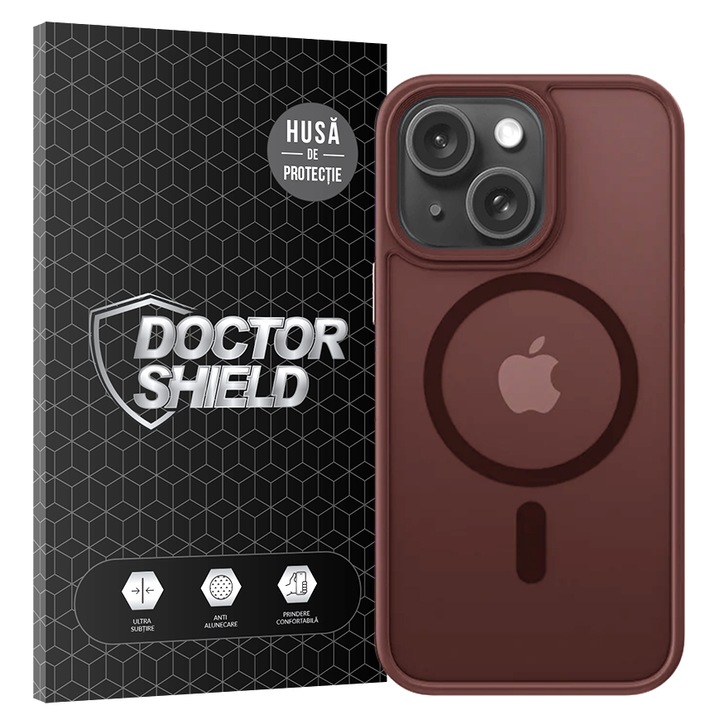 Husa de Protectie, Compatibila Apple iPhone 15 Plus, Doctor Shield Fantom, MagSafe - Rosu