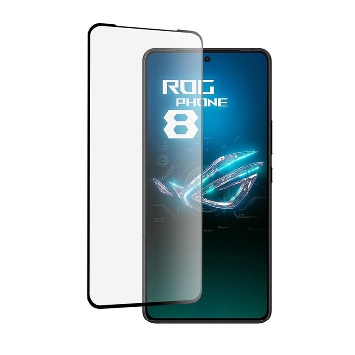 Защитно фолио, съвместимо с Asus Rog Phone 8/8 Pro, Tempered Glass, secure glass, Black-Transparent