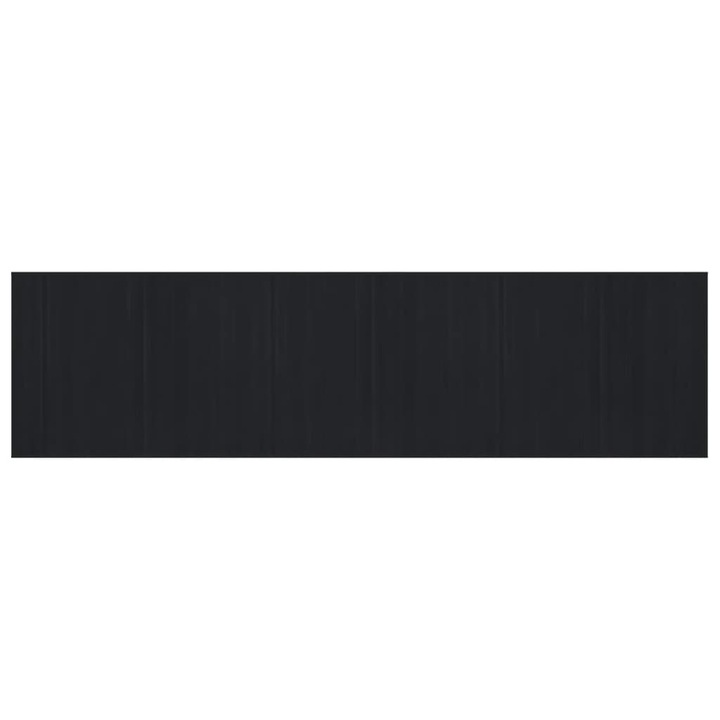 Килим vidaXL, Правоъгълен, Черен, 80x300 см, Бамбук, 3.3 Kg