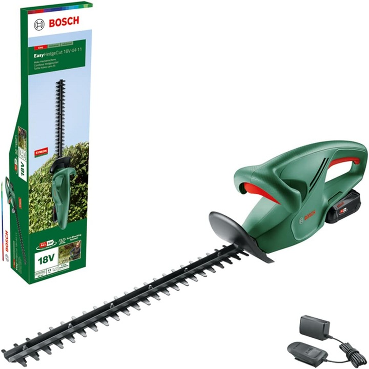 Електрическа ножица за жив плет BOSCH EasyHedgeCut 18V-44-11, дължина на острието 44 см, 1 x 18V батерия, 2.0 Ah
